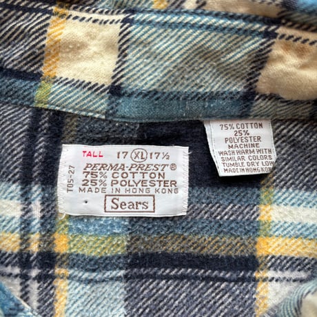 80s Sears Print Flannel Plaid Shirt
