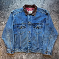 90s Marlboro Country Store Leather Collared Denim Jacket