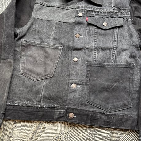Patchwork Remake Black Denim Jacket