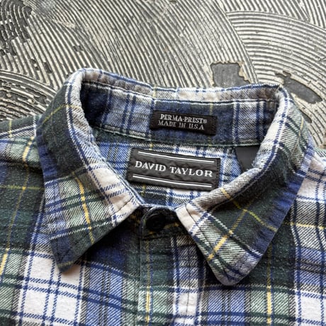 80s David Taylor Print Flannel Plaid Shirt MADE IN USA