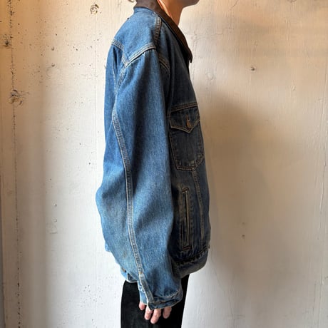 90s Marlboro Country Store Leather Collared Denim Jacket