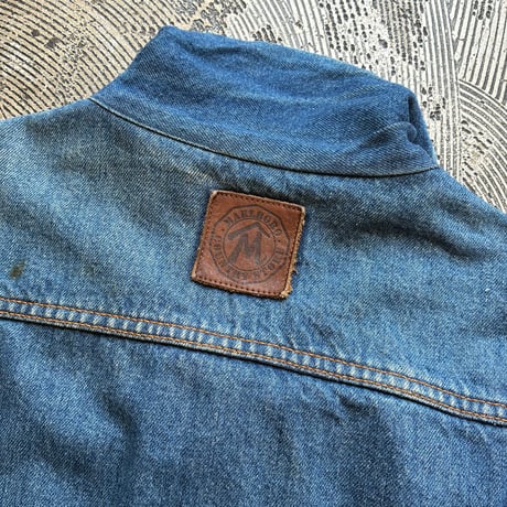 90s Marlboro Country Store Leather Collared Denim Jacket