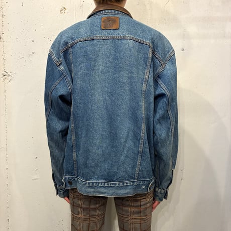 90s Marlboro Country Store Leather Collared Denim Jacket