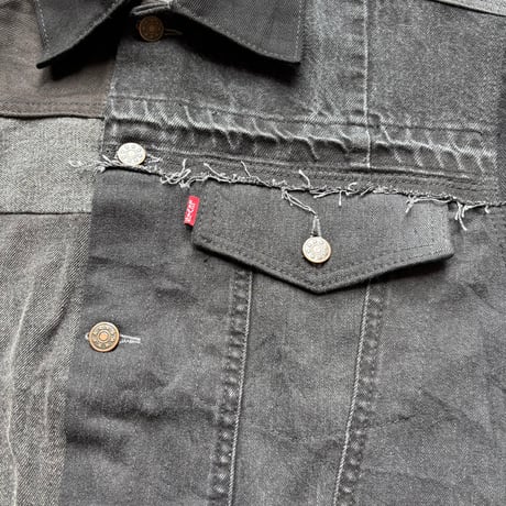 Patchwork Remake Black Denim Jacket