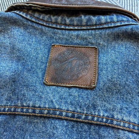 90s Marlboro Country Store Leather Collared Denim Jacket