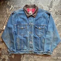 90s Marlboro Country Store Leather Collared Denim Jacket