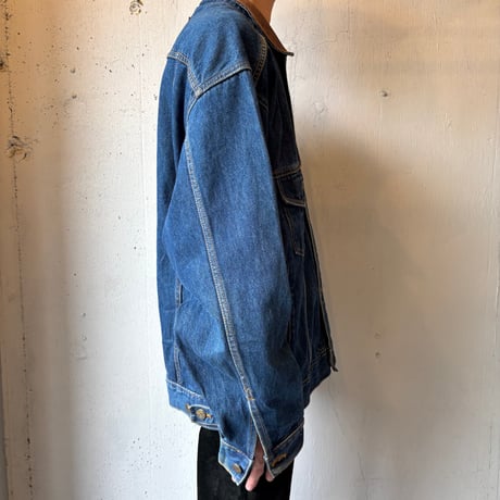 90s Marlboro Country Store Leather Collared Denim Jacket