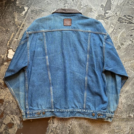 90s Marlboro Country Store Leather Collared Denim Jacket