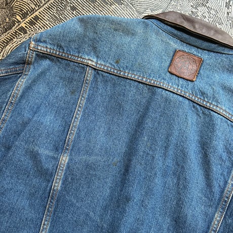 90s Marlboro Country Store Leather Collared Denim Jacket