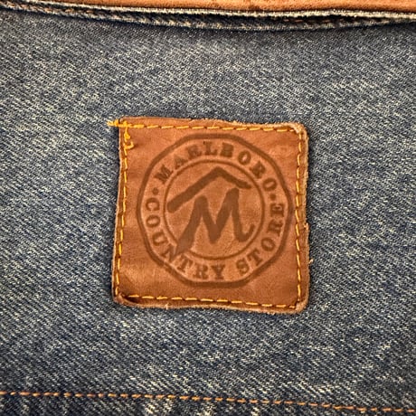 Marlboro Leather Collared Denim Jacket