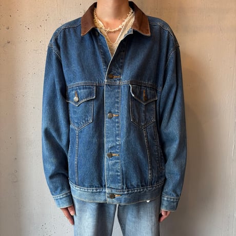 Marlboro Leather Collared Denim Jacket