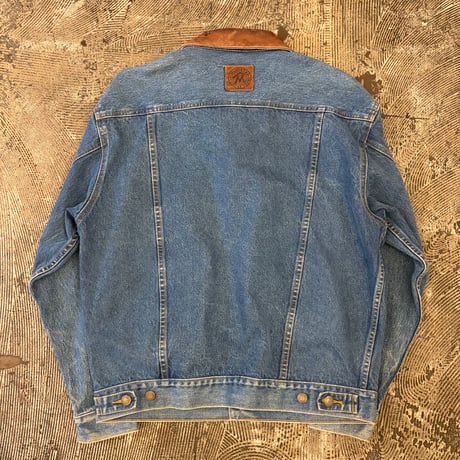Marlboro Leather Collared Denim Jacket