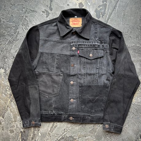 Patchwork Remake Black Denim Jacket