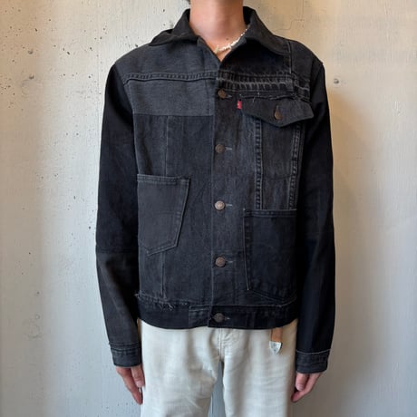 Patchwork Remake Black Denim Jacket