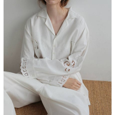 【anuke】Cutwork Opencollar Shirts　※納期　3月上旬〜4月上旬