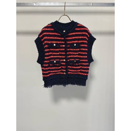 【ＭARGAUX VINTAGE】ボーダーシャネルニットベスト