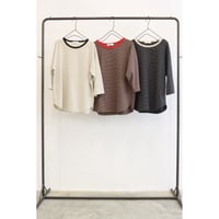 【LE MELANGE】マルチボーダー7分袖ラグランTee