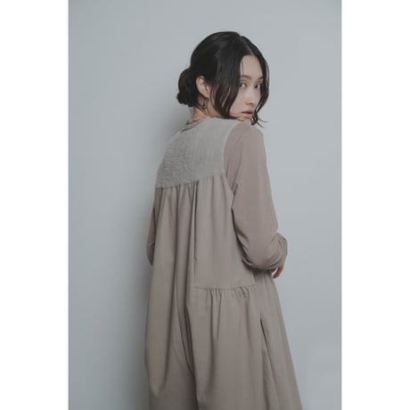 【CYAN TOKYO】シャギーコンビパッチギャザーサロペ