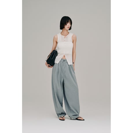 【Hella】stripe gather cocoon pants　※納期4月下旬～5月下旬