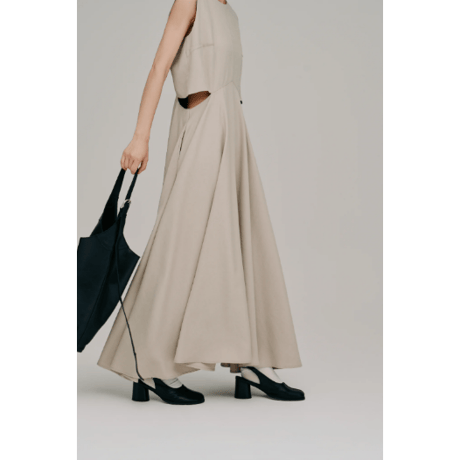 【Hella】side slash flare dress　※納期5月下旬～6月下旬