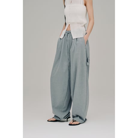 【Hella】stripe gather cocoon pants　※納期4月下旬～5月下旬