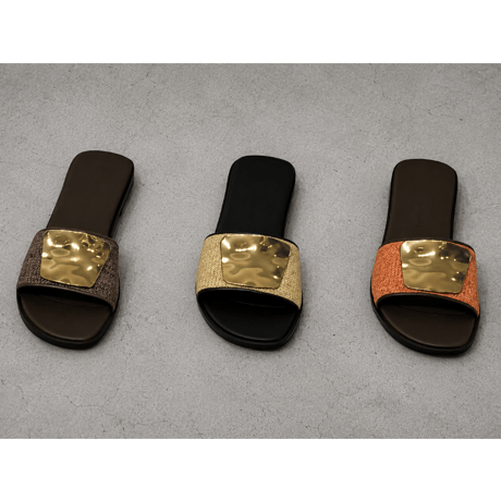 【ATELIER BRUGGE】Metal plate flat sandals　※納期3/中旬～4月中旬