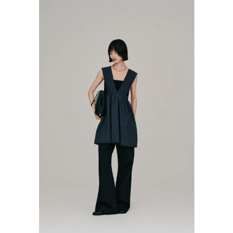 【Hella】deep Vneck gather top　※納期6月下旬～7月下旬