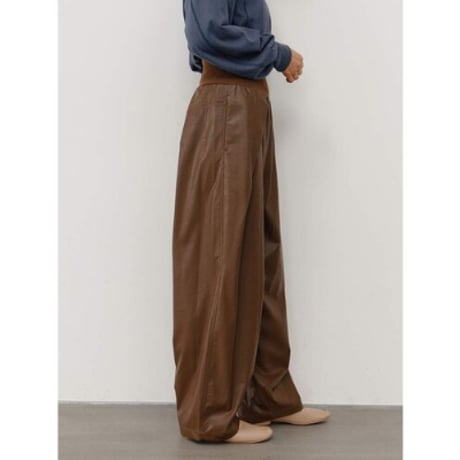 【YENN】RIB FAUX LEATHER PT