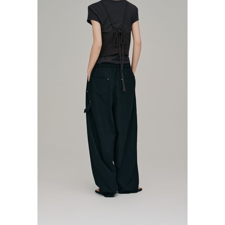 【Hella】stripe gather cocoon pants　※納期4月下旬～5月下旬