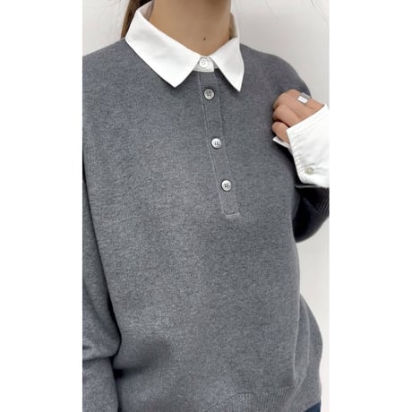 【CLOCHE】シャツレイヤード風ニット