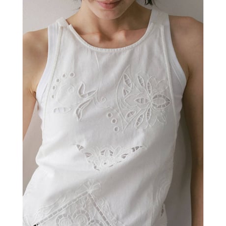 【anuke】Cutwork Lace Apron　※納期3月中旬〜4月中旬