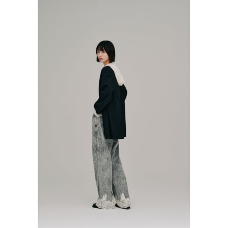 【Hella】lace hem denim pants　※納期2月下旬～3月下旬
