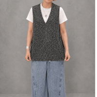 【cafune】fuzzy jacquard V neck vest　15926