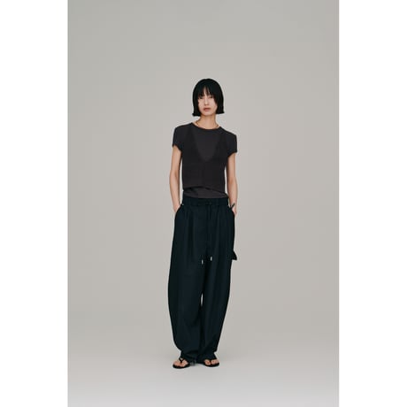 【Hella】stripe gather cocoon pants　※納期4月下旬～5月下旬