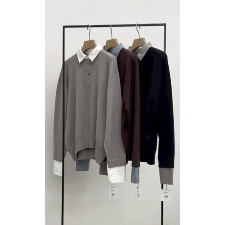 【CLOCHE】シャツレイヤード風ニット