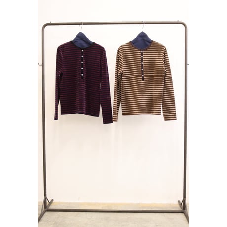 【LE MELANGE】2WAYコーデュロイジャージーボーダーTOPS　8651002