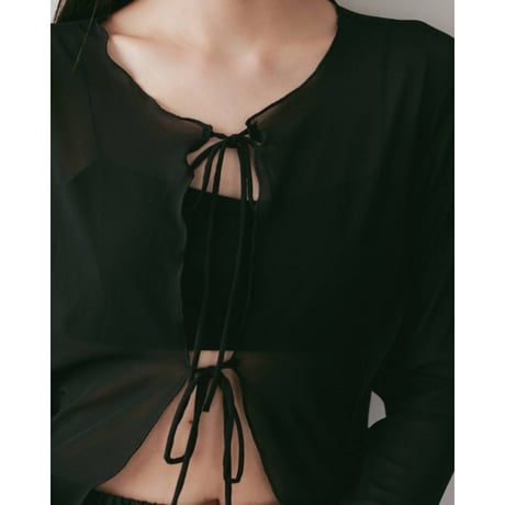 【anuke】Sheer Tulle Cardigan　※納期4月中旬〜5月中旬