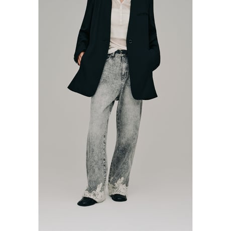 【Hella】lace hem denim pants　※納期2月下旬～3月下旬