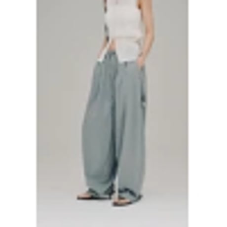 【Hella】stripe gather cocoon pants　※納期4月下旬～5月下旬