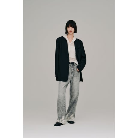 【Hella】lace hem denim pants　※納期2月下旬～3月下旬