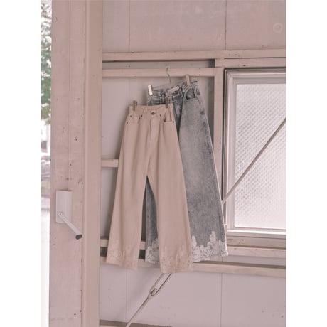 【Hella】lace hem denim pants　※納期2月下旬～3月下旬
