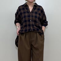 【Dignite collier】チェック袖口リブシャツ