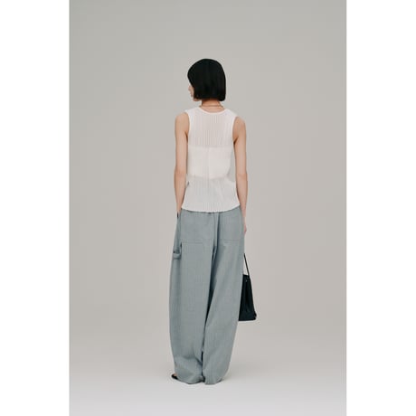 【Hella】stripe gather cocoon pants　※納期4月下旬～5月下旬