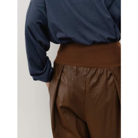 【YENN】RIB FAUX LEATHER PT