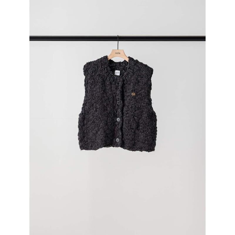 YENN ミックスハンドニットベスト ブラック YENN】HAND SLUB MIX VEST | selectshop kusukusu