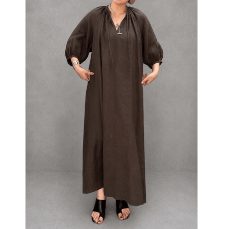 【cafune】French linen gather onepiece　25101
