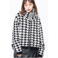 【MARGAUX VINTAGE】千鳥柄ニットZIPカーディガン