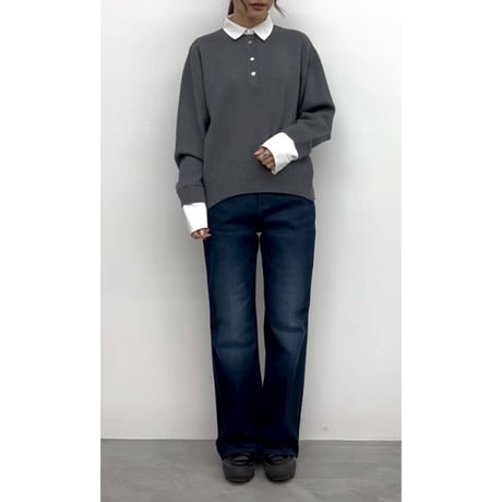 【CLOCHE】シャツレイヤード風ニット