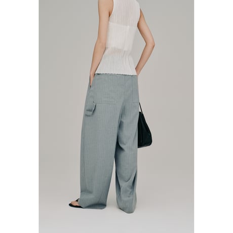 【Hella】stripe gather cocoon pants　※納期4月下旬～5月下旬