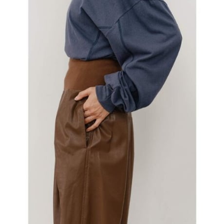 【YENN】RIB FAUX LEATHER PT